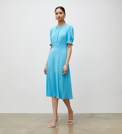 Alina Blue Crepe Midi Dress