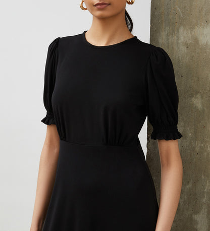 Lilybelle Black Jersey Crepe Midi Dress