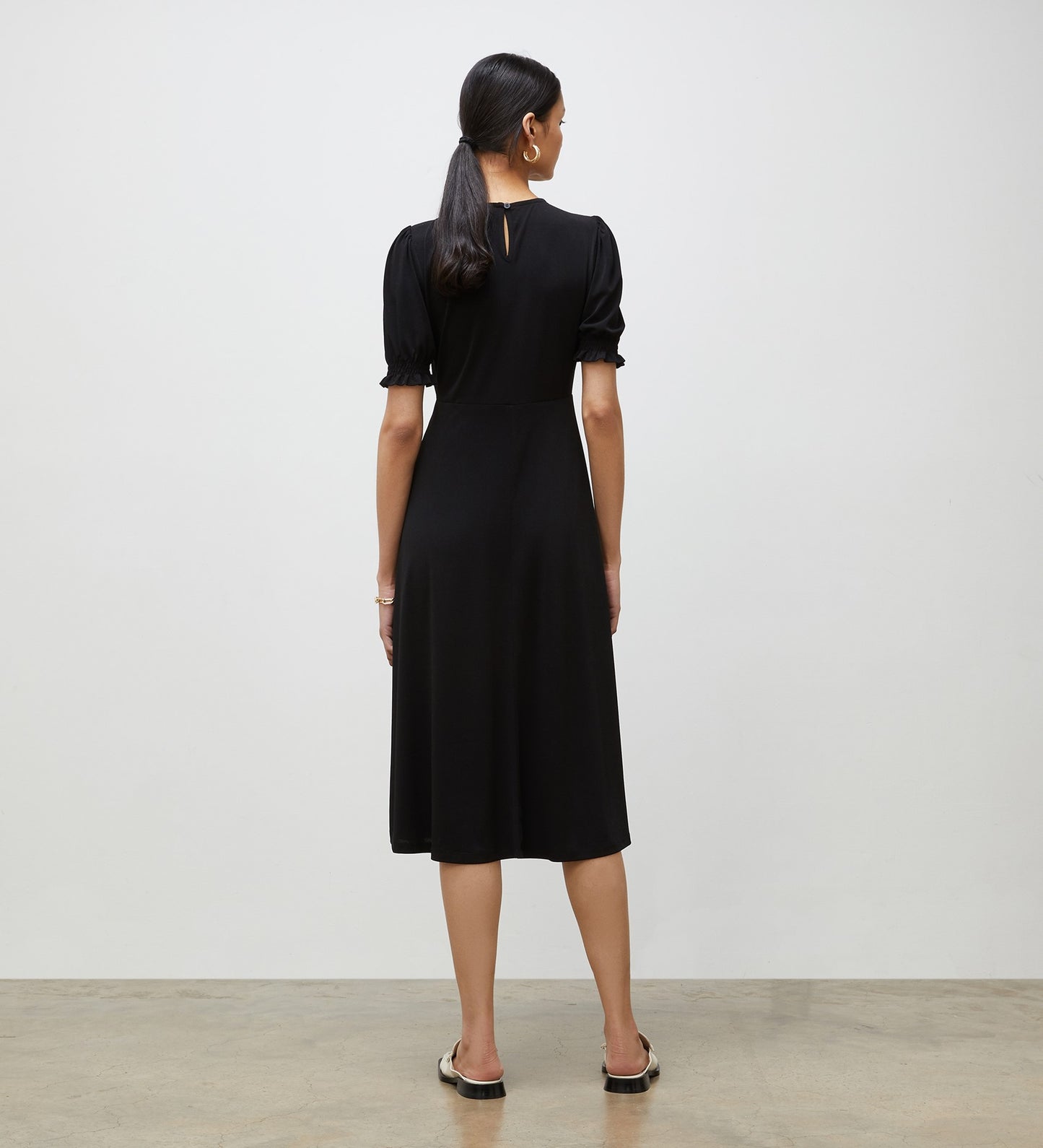 Lilybelle Black Jersey Crepe Midi Dress