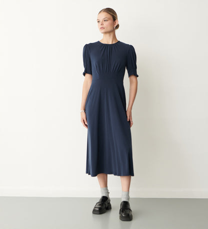 Lilybelle Navy Crepe Midi Dress