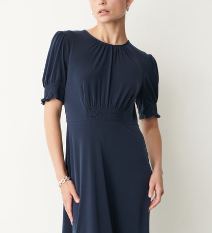 Lilybelle Navy Crepe Midi Dress