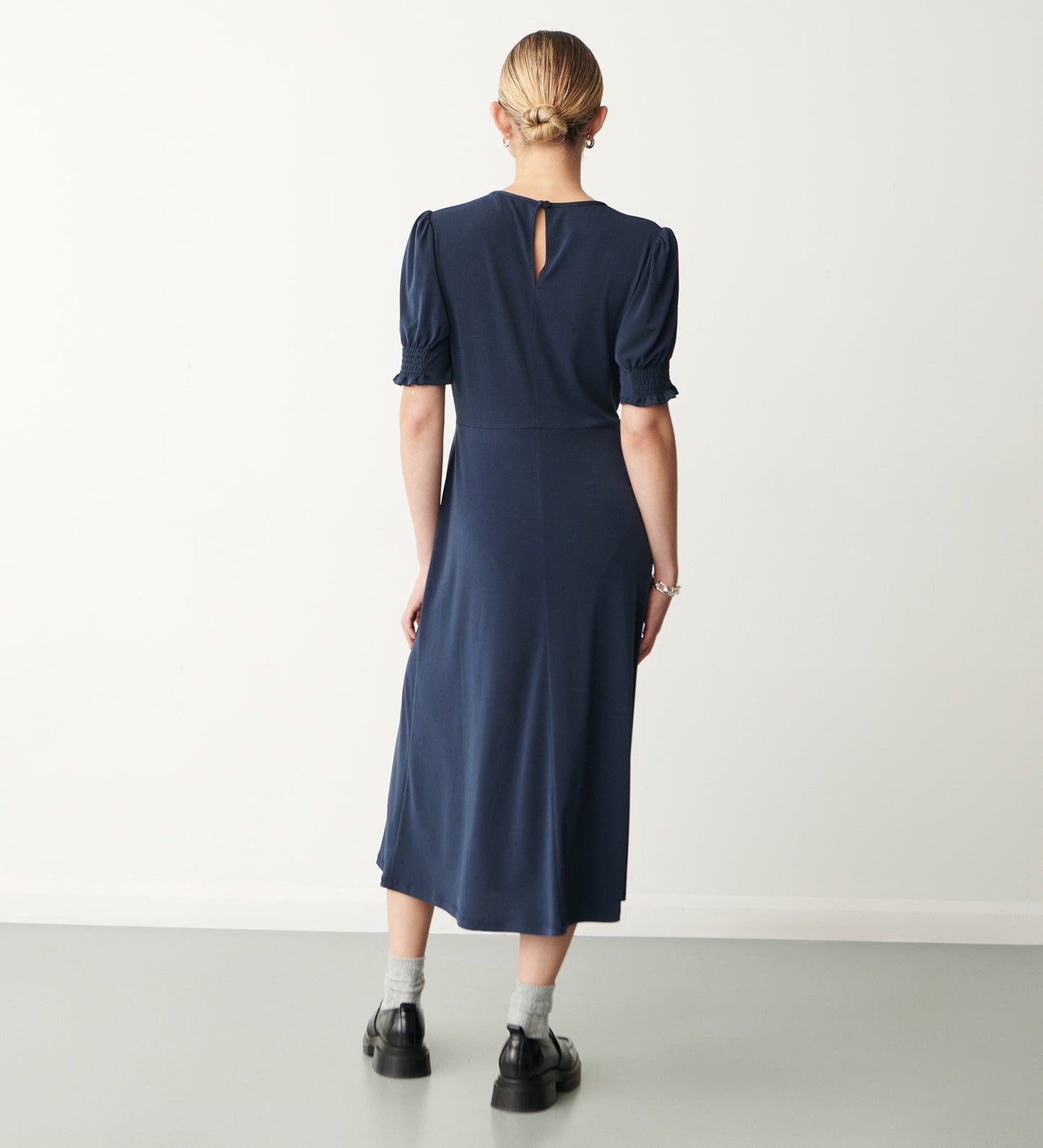 Lilybelle Navy Crepe Midi Dress