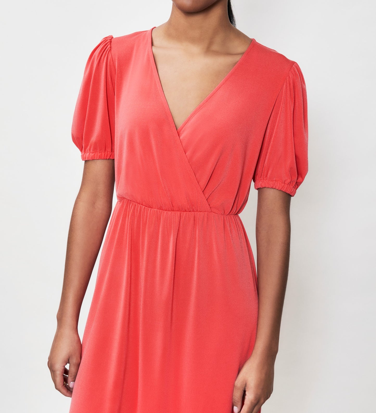 Tanya Coral Jersey Crepe Midi Dress