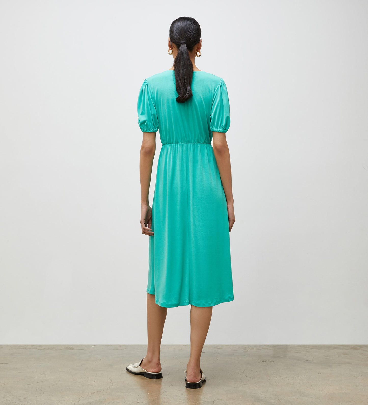 Tanya Green Jersey Crepe Midi Dress