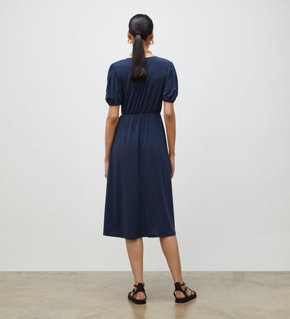 Tanya Navy Jersey Crepe Midi Dress