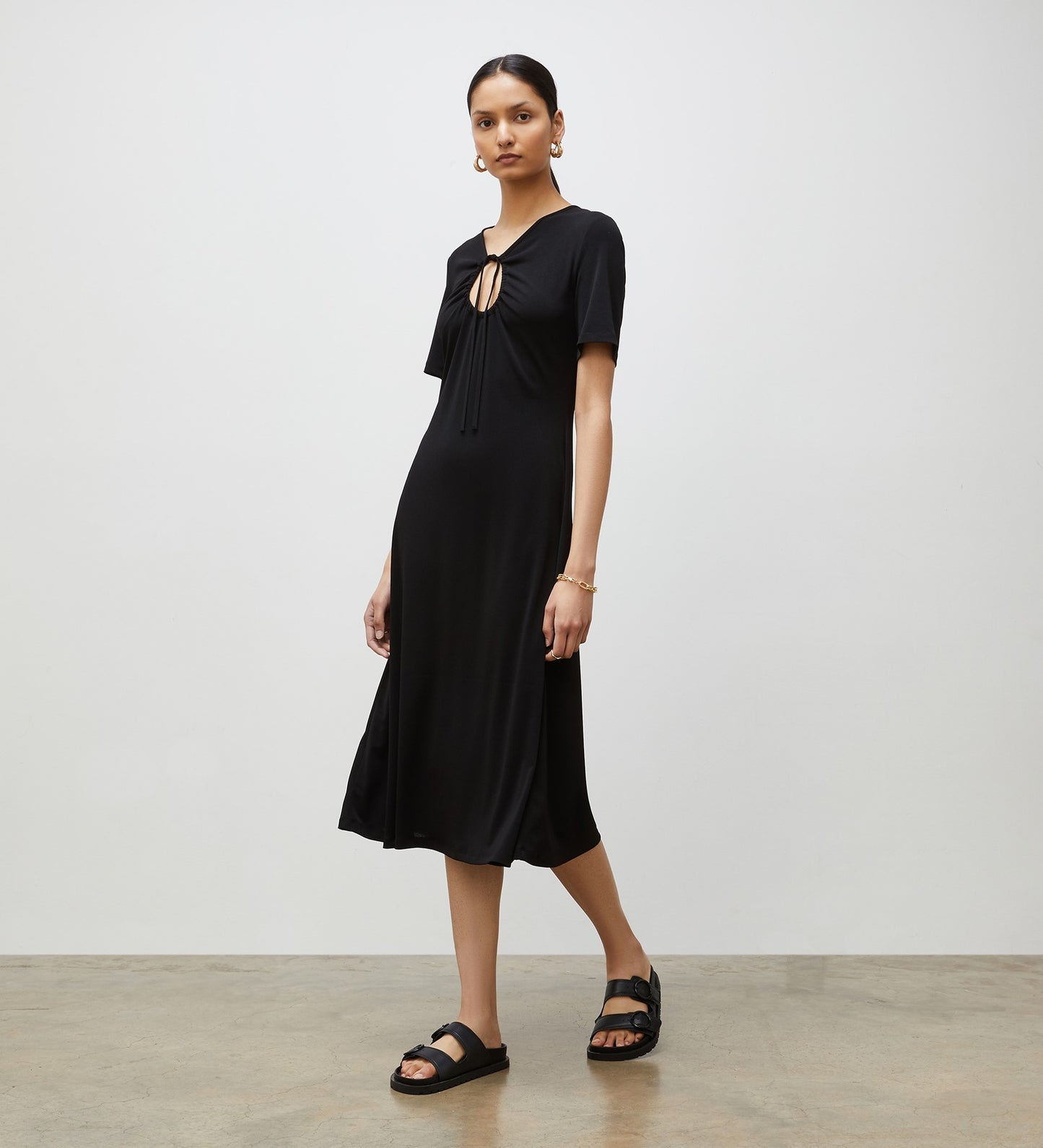 Alice Black Jersey Crepe Midi Dress