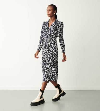 Willow Navy Fan Midi Dress