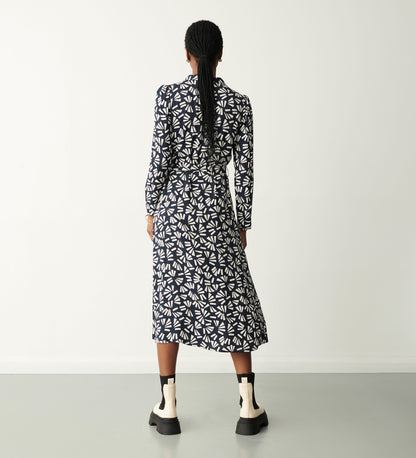 Willow Navy Fan Midi Dress