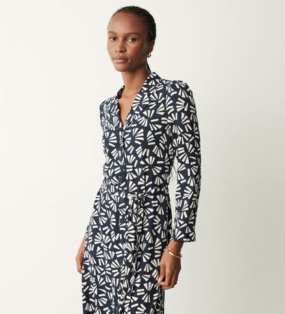 Willow Navy Fan Midi Dress