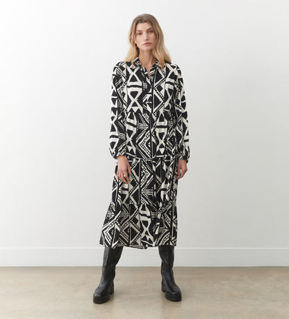 Kalia Black Tribal Midi Dress