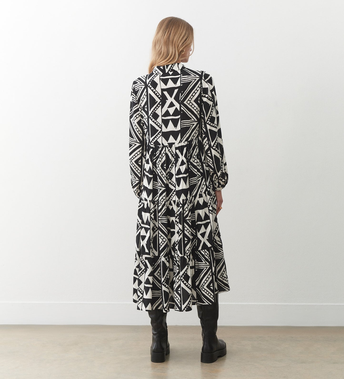 Kalia Black Tribal Midi Dress