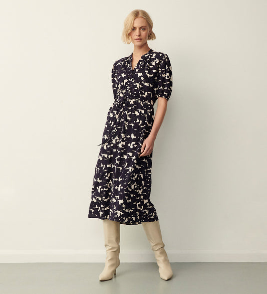 Reese Navy Abstract Midi Dress