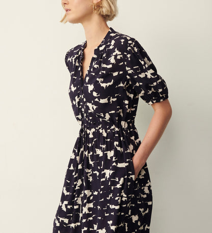 Reese Navy Abstract Midi Dress