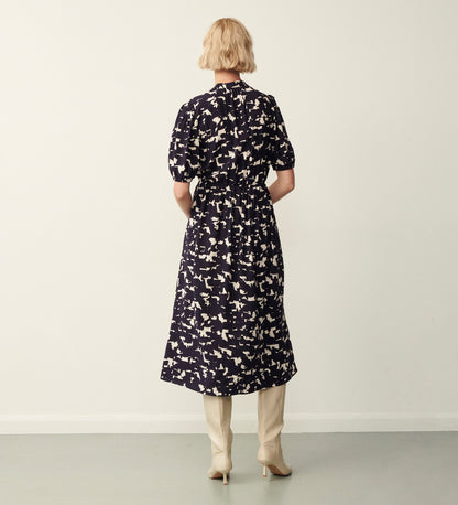 Reese Navy Abstract Midi Dress