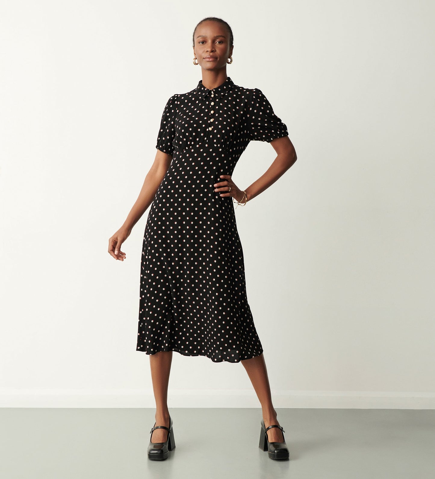 Julia Black Shells Midi Dress