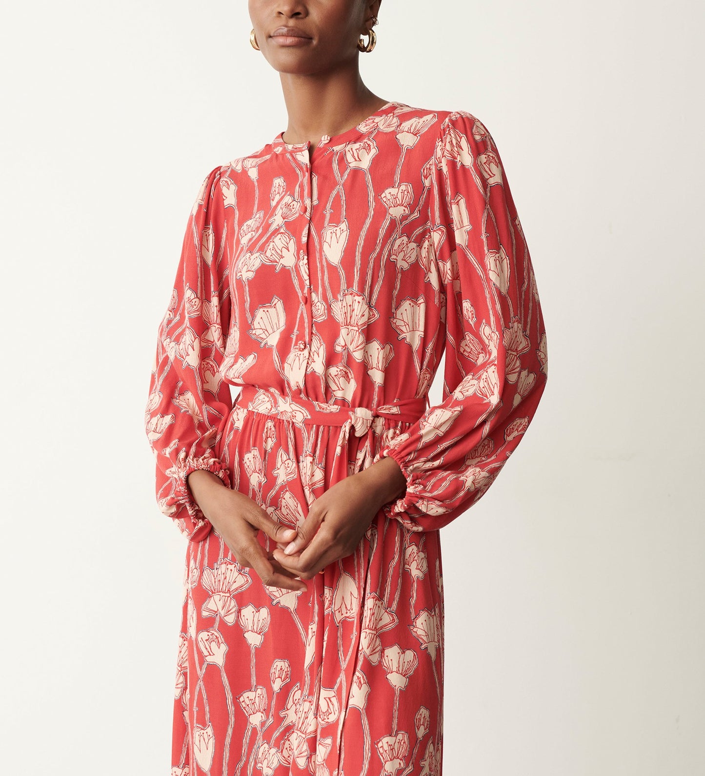 Iris Red Floral Midi Dress