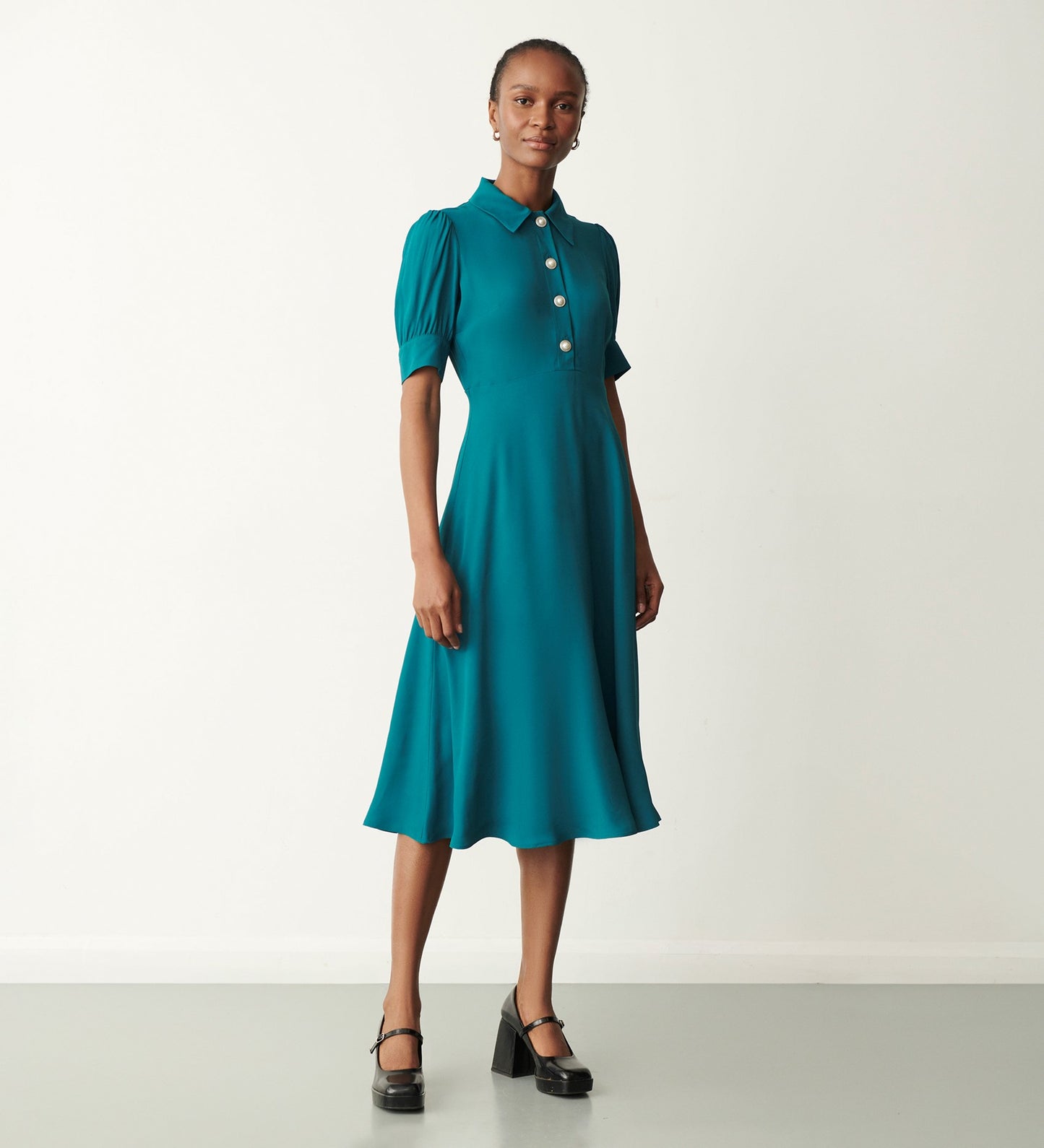 Jaela Teal Midi Dress