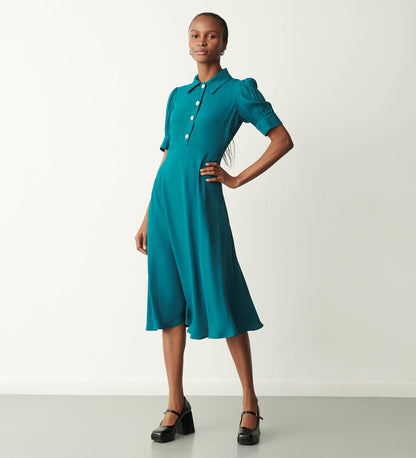 Jaela Teal Midi Dress