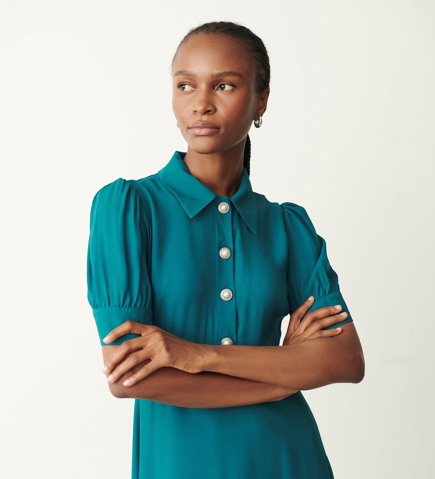 Jaela Teal Midi Dress