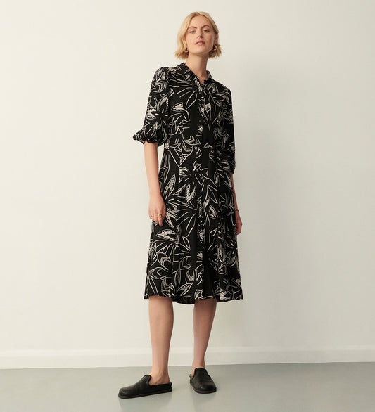 Amaya Black Botanica Midi Dress