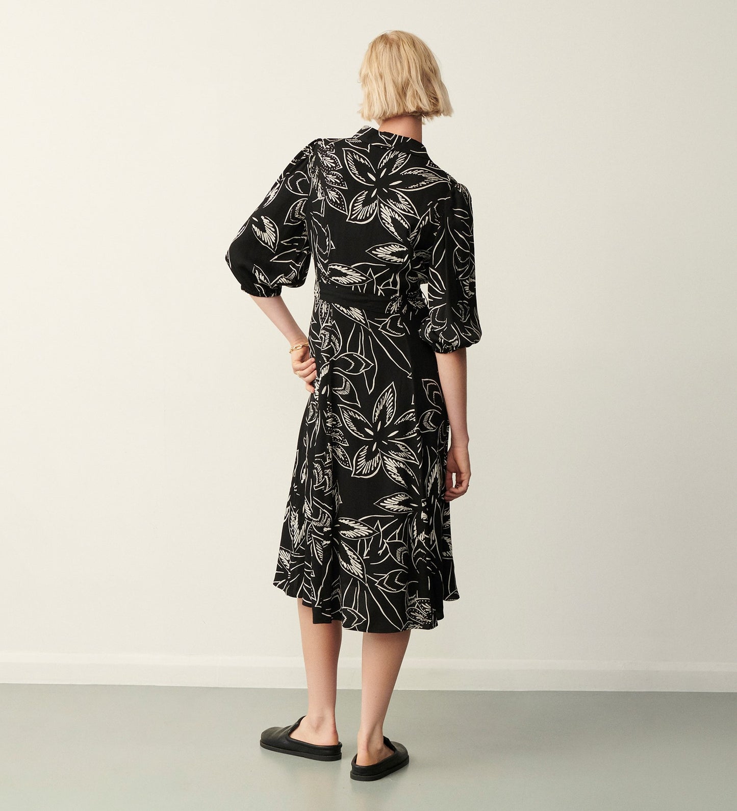 Amaya Black Botanica Midi Dress