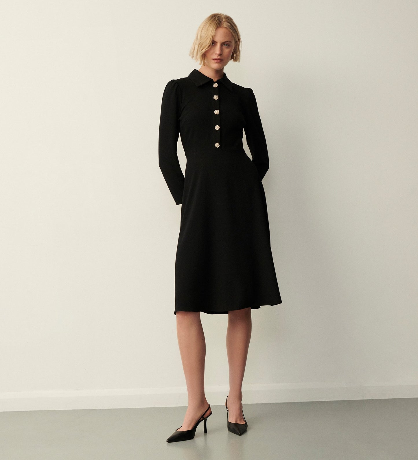 Lucia Black Midi Dress