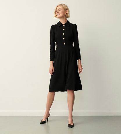 Lucia Black Midi Dress