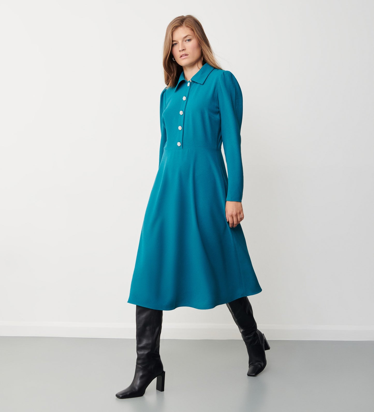 Lucia Petrol Midi Dress