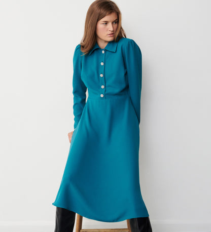 Lucia Petrol Midi Dress