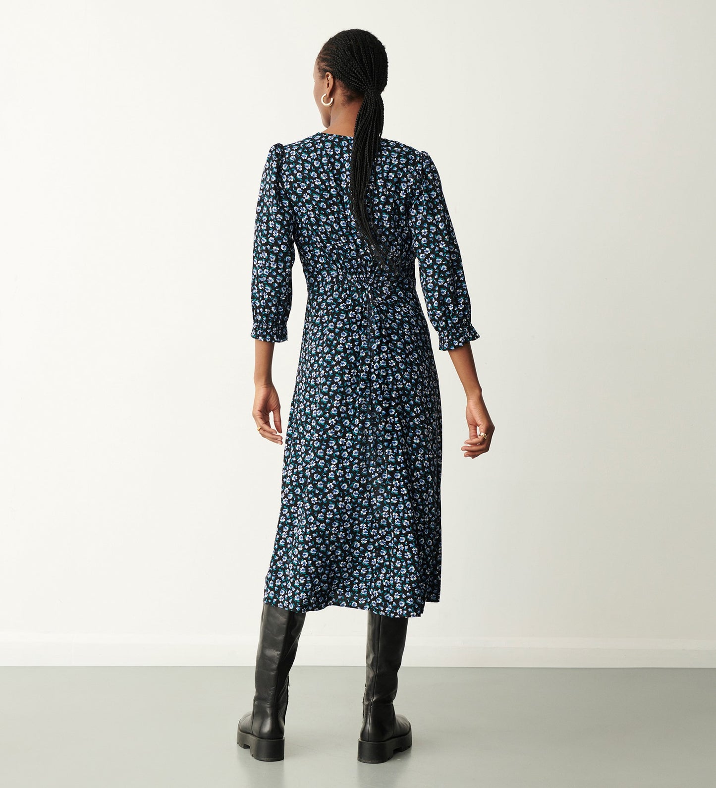 Regina Blue Ditsy Midi Dress