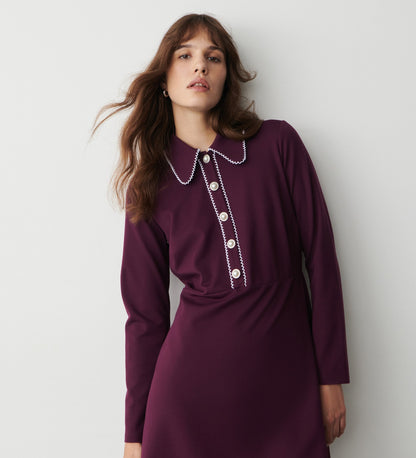 Elin Purple Ponte Jersey Knee Length Dress