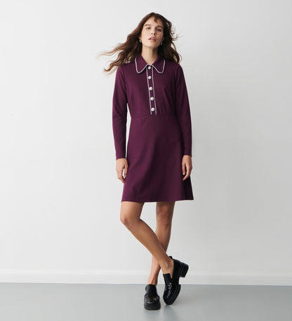 Elin Purple Ponte Jersey Knee Length Dress