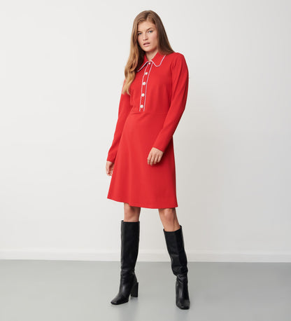 Elin Red Ponte Jersey Knee Length Dress