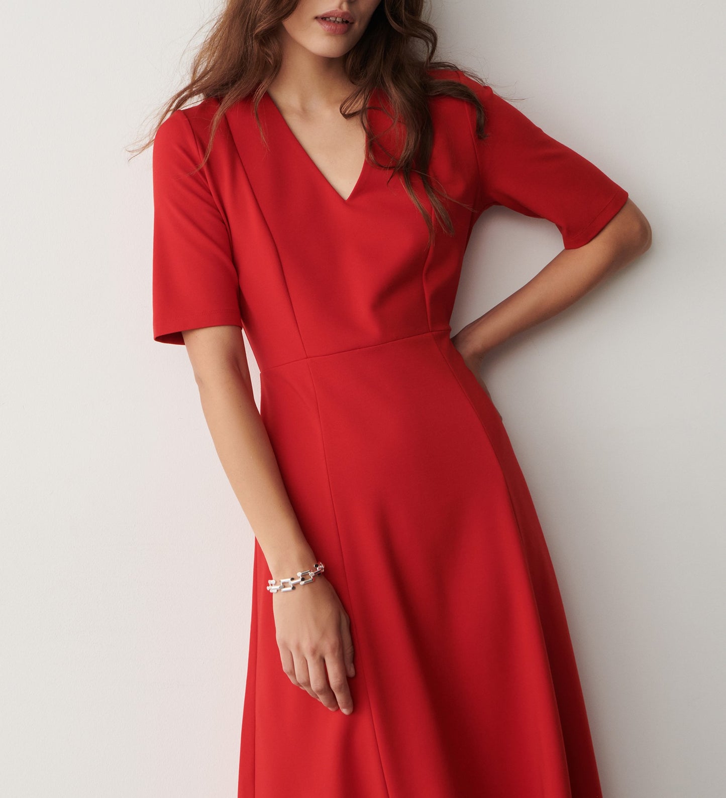 Lillis Red Ponte Jersey Midi Dress