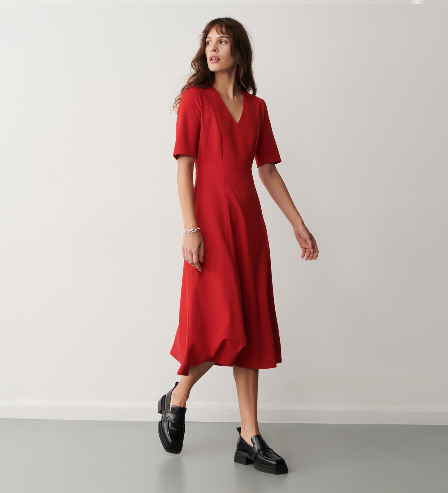 Lillis Red Ponte Jersey Midi Dress