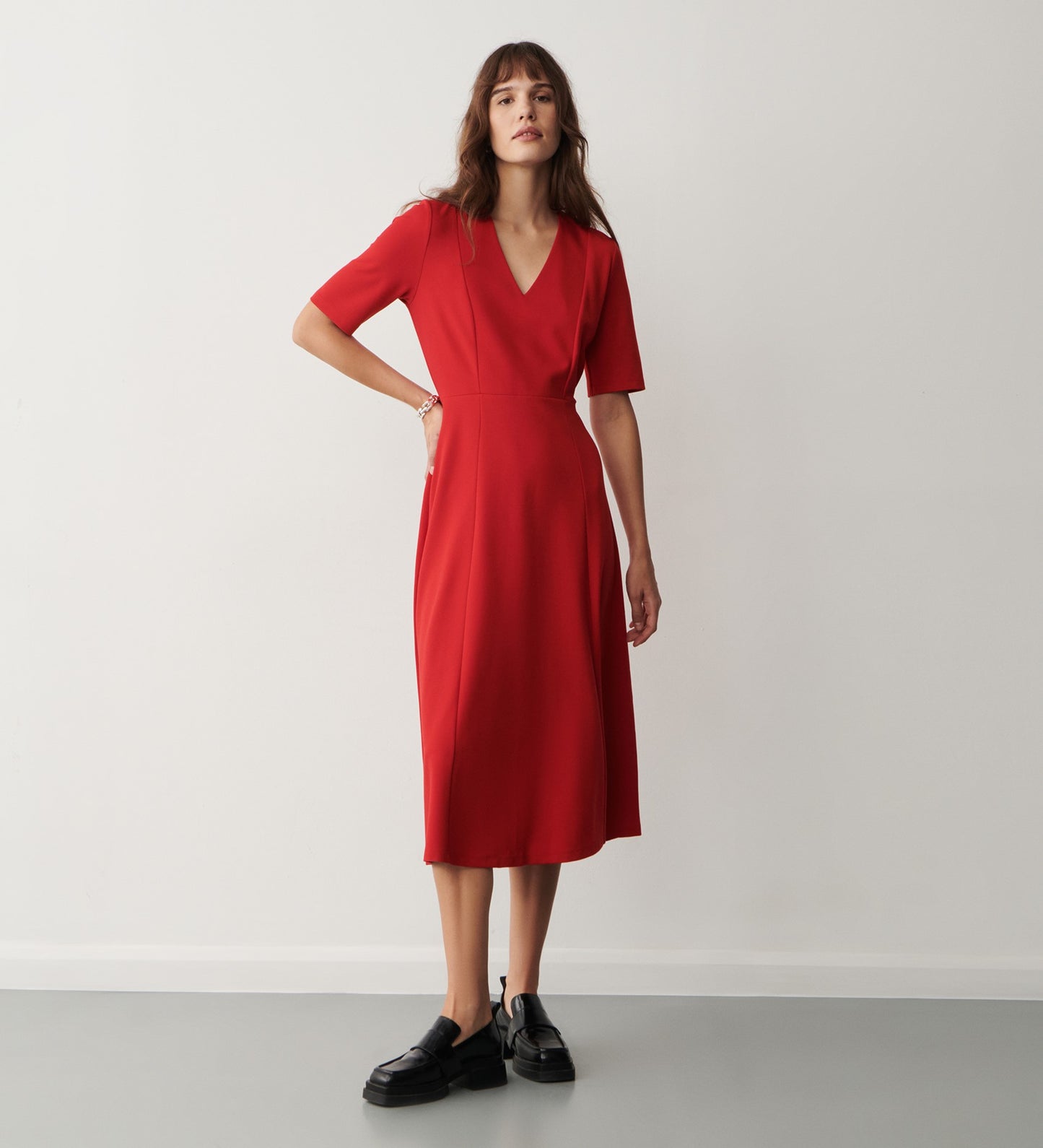 Lillis Red Ponte Jersey Midi Dress