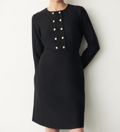 Clara Black Ponte Jersey Knee Length Dress