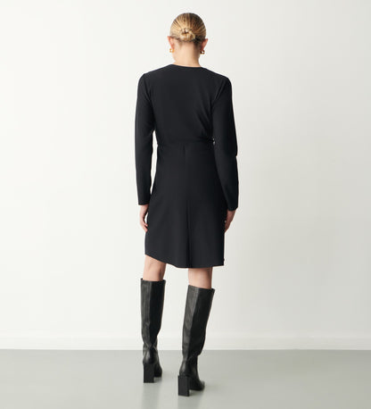 Clara Black Ponte Jersey Knee Length Dress