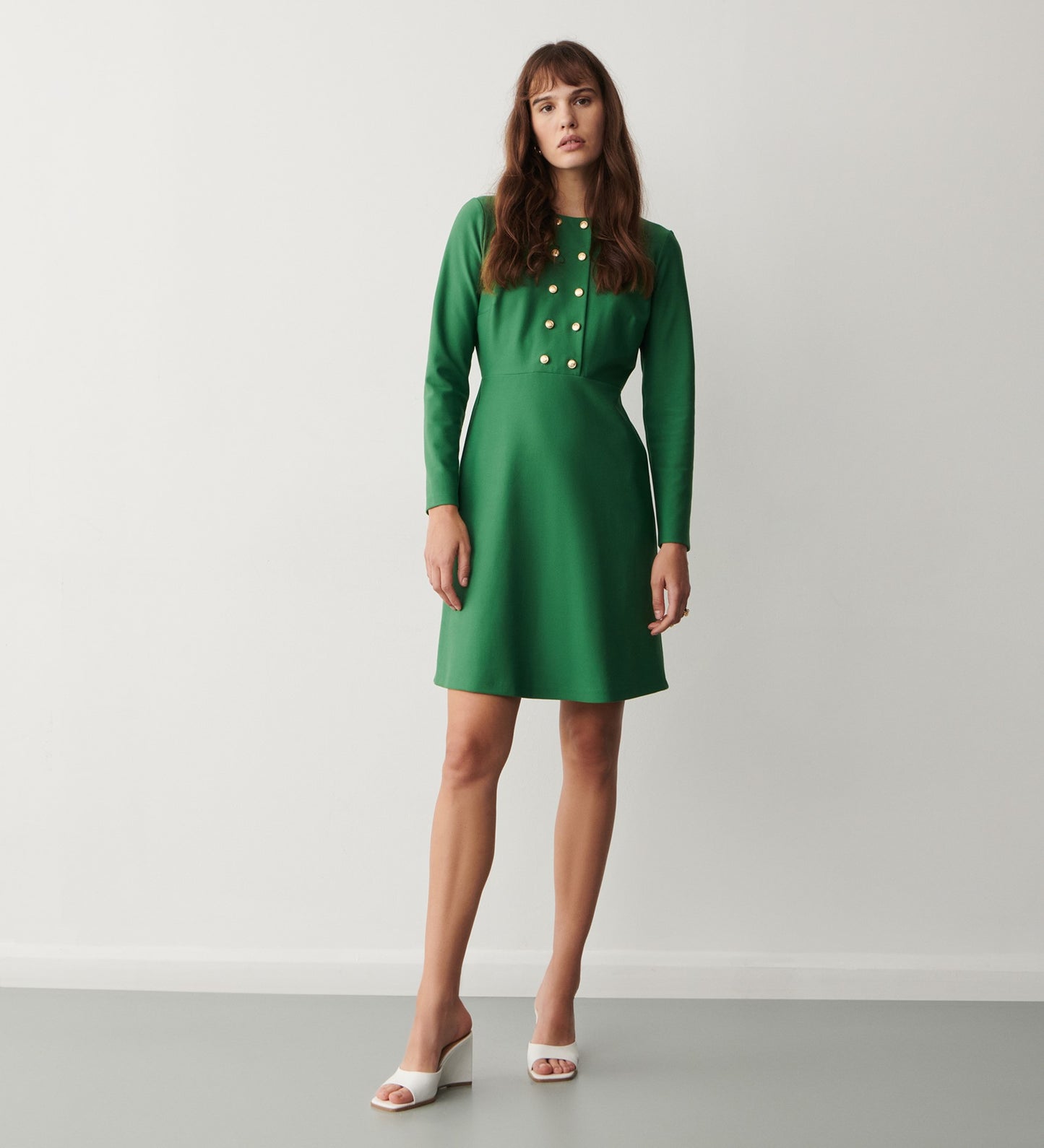 Clara Green Ponte Jersey Knee Length Dress