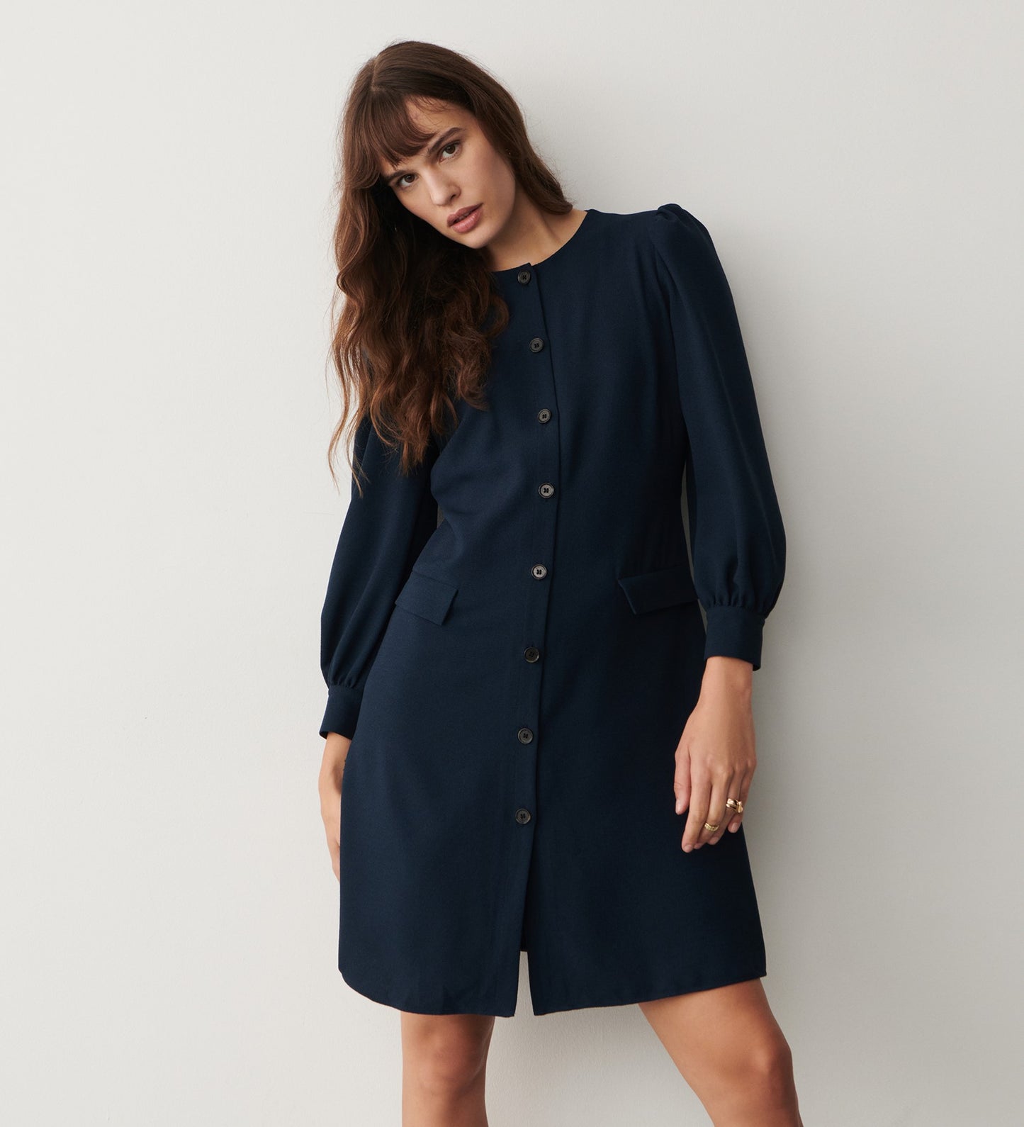 Cinzia Navy Knee Length Dress