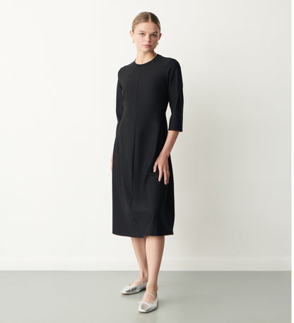 Hazel Black Ponte Jersey Midi Dress