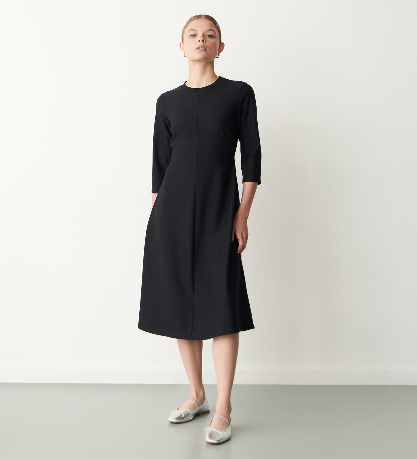 Hazel Black Ponte Jersey Midi Dress