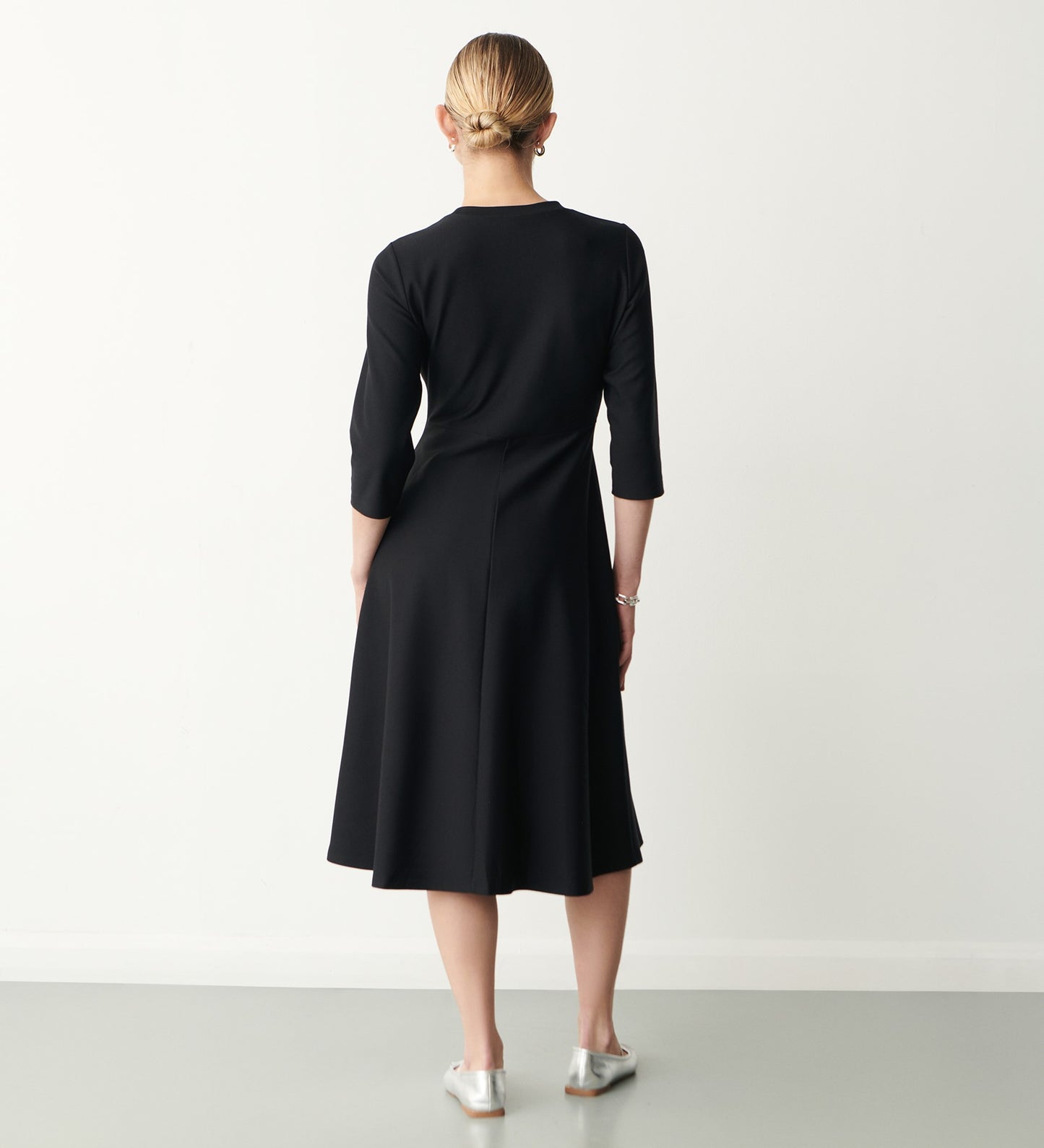 Hazel Black Ponte Jersey Midi Dress