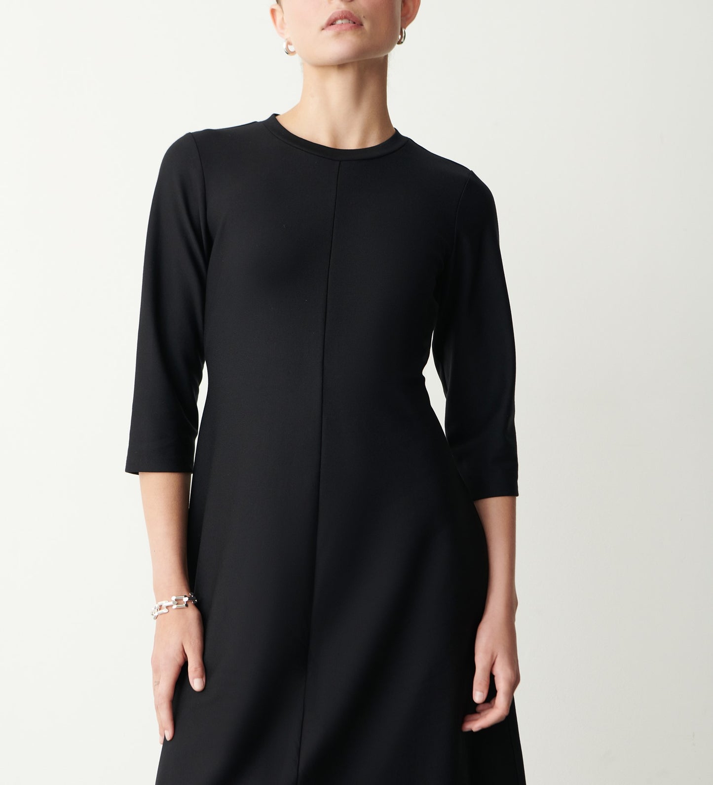 Hazel Black Ponte Jersey Midi Dress