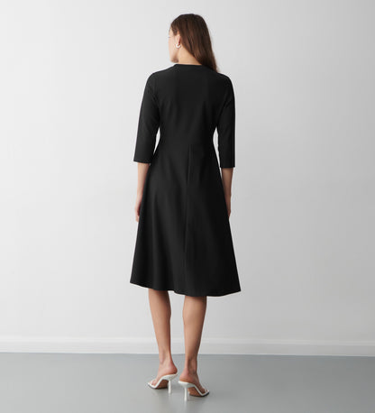 Hazel Black Ponte Jersey Midi Dress