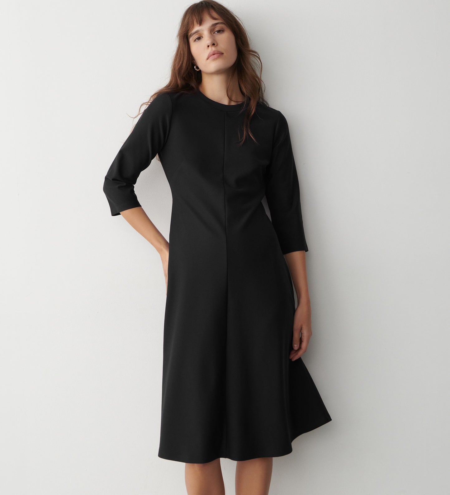 Hazel Black Ponte Jersey Midi Dress