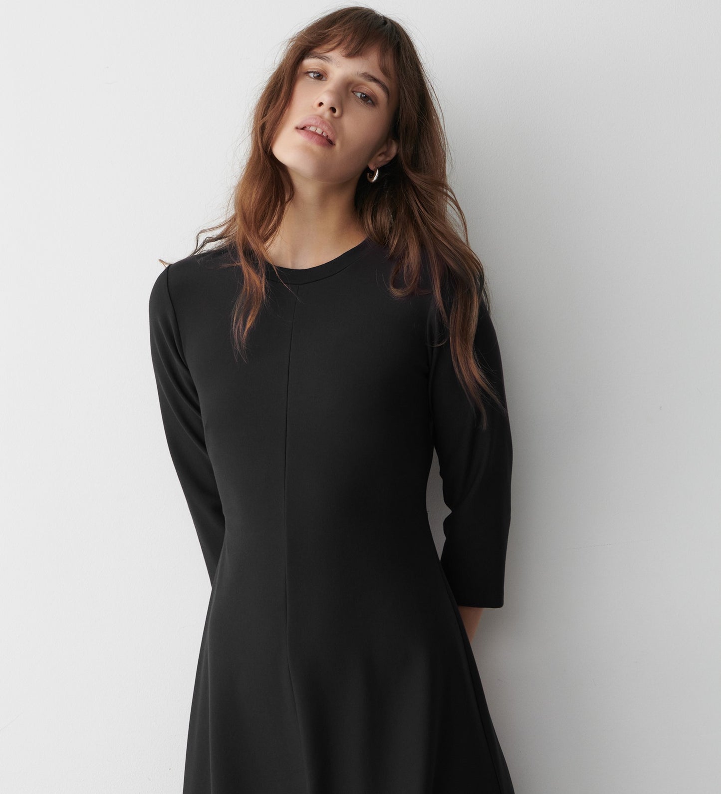 Hazel Black Ponte Jersey Midi Dress