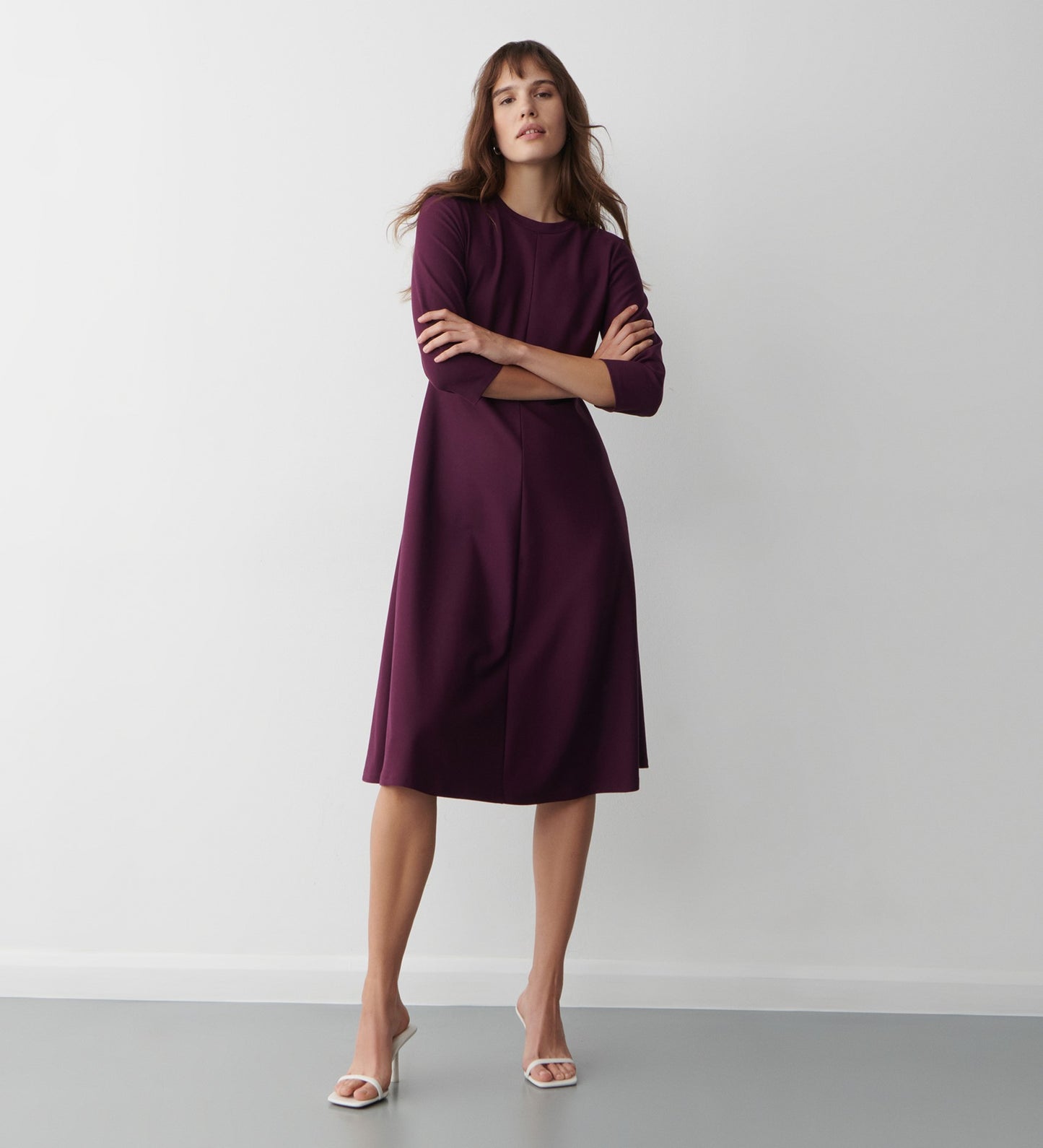 Hazel Purple Ponte Jersey Midi Dress