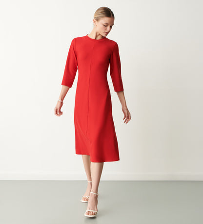 Hazel Red Ponte Jersey Midi Dress