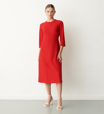 Hazel Red Ponte Jersey Midi Dress